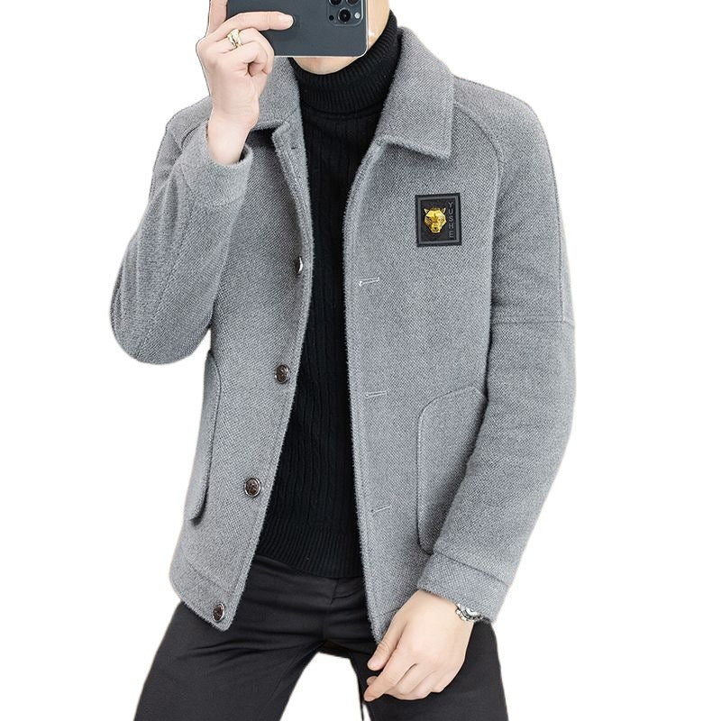 Woolen Jacket Coat Men's Lapel Short