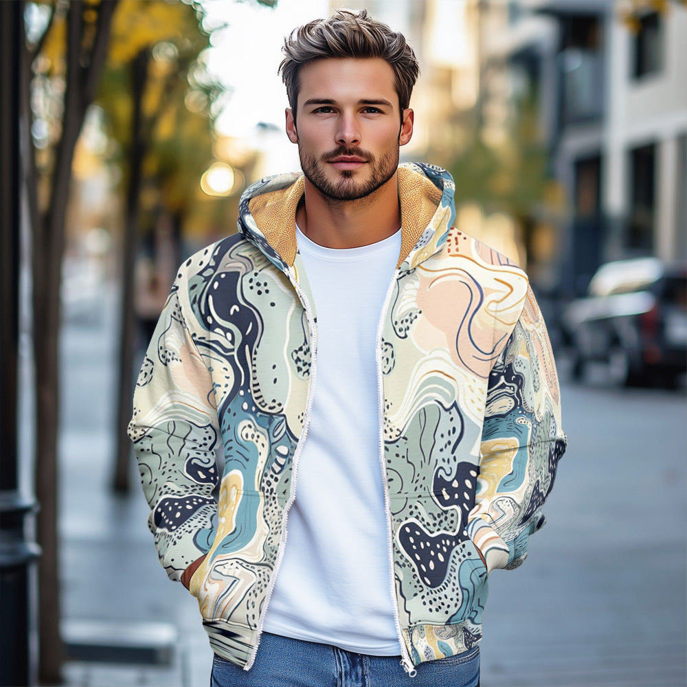 Men's Autumn And Winter Cotton Clothing Marble Texture Series