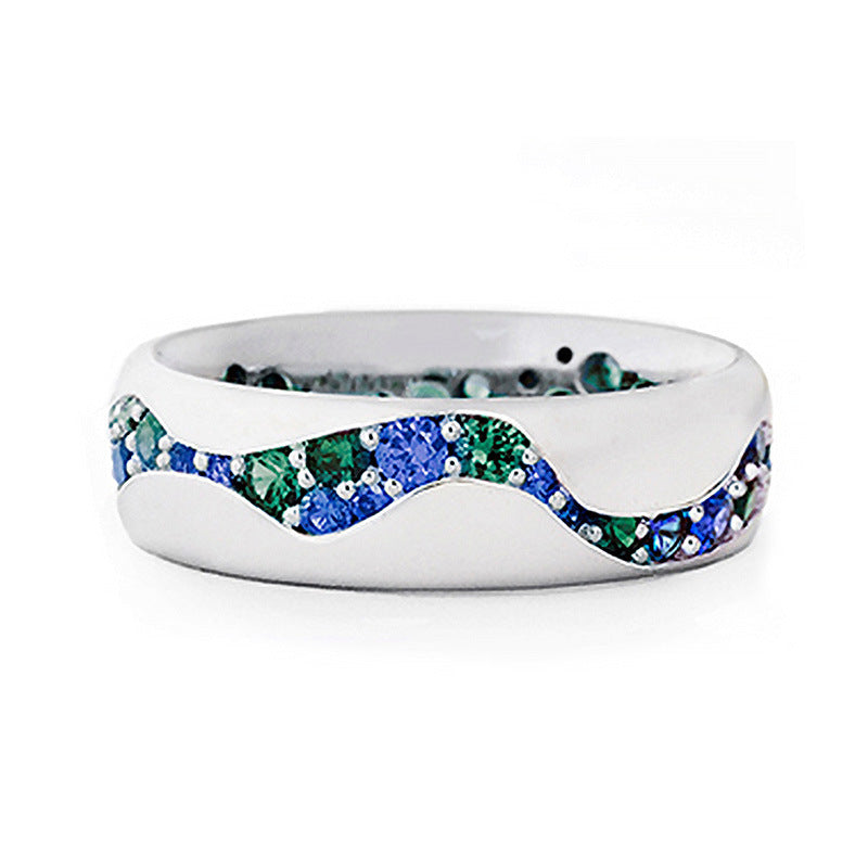 Blue-green Zircon Couple Ring