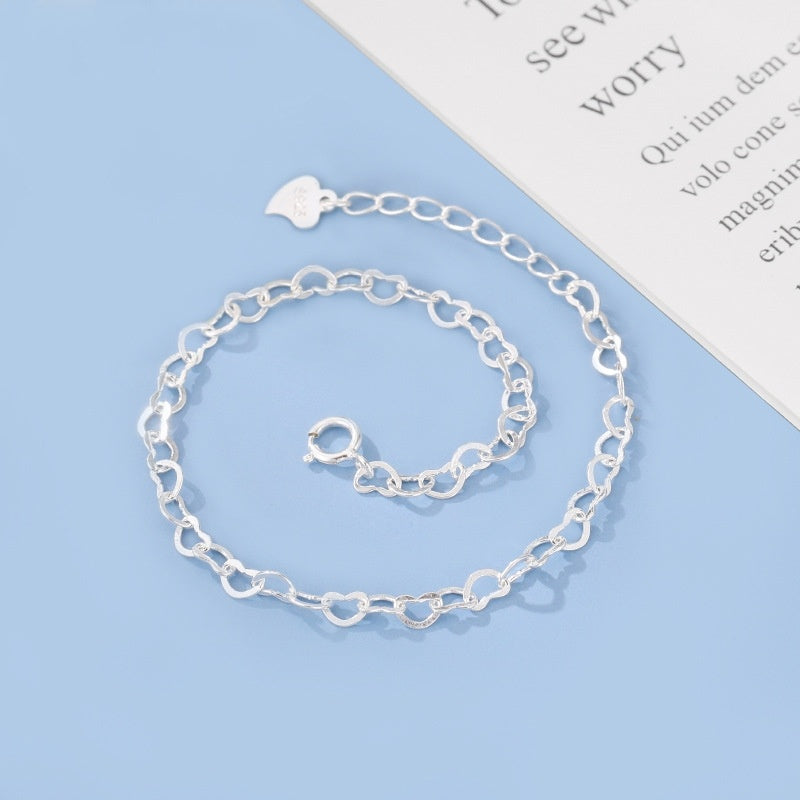 S925 Silver Heart Bracelet Simple Temperament Heart-shaped