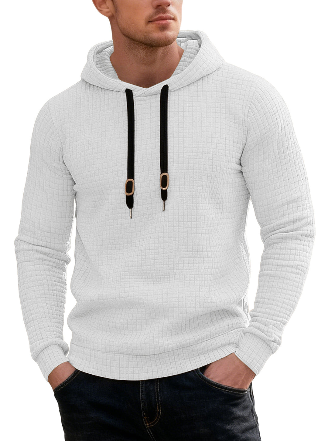 Men’s Casual Plaid Hoodie – Long Sleeve Loose-Fit Pullover Sweatshirt