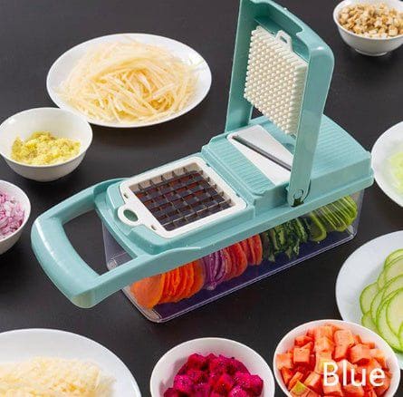 7 - in - 1 Multifunctional Vegetable Cutter – Slicer, Dicer & Grater Set for Fruits and Veggies with Interchangeable Blades by LUXE AHMAR – Available at LUXE AHMAR