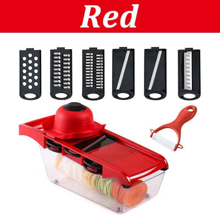 7 - in - 1 Multifunctional Vegetable Cutter – Slicer, Dicer & Grater Set for Fruits and Veggies with Interchangeable Blades by LUXE AHMAR – Available at LUXE AHMAR