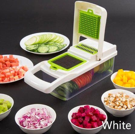 7 - in - 1 Multifunctional Vegetable Cutter – Slicer, Dicer & Grater Set for Fruits and Veggies with Interchangeable Blades by LUXE AHMAR – Available at LUXE AHMAR