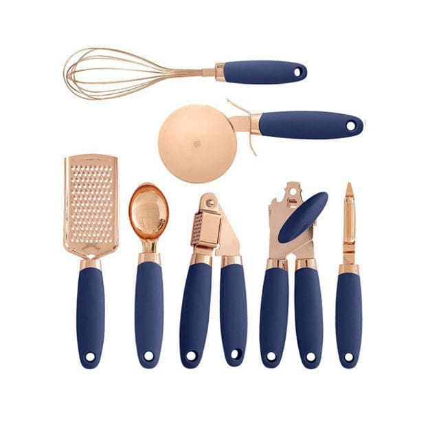 7 - Piece Rose Gold Stainless Steel Kitchen Tool Set – Elegant Countertop Cooking Utensils Organizer by LUXE AHMAR – Available at LUXE AHMAR