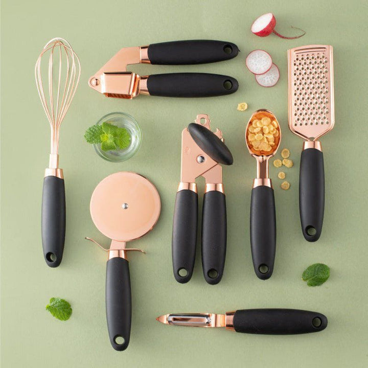 7 - Piece Rose Gold Stainless Steel Kitchen Tool Set – Elegant Countertop Cooking Utensils Organizer by LUXE AHMAR – Available at LUXE AHMAR