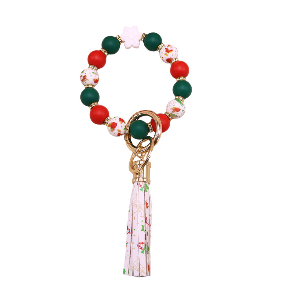 Christmas Silicone Beads Key Pendants Bracelet