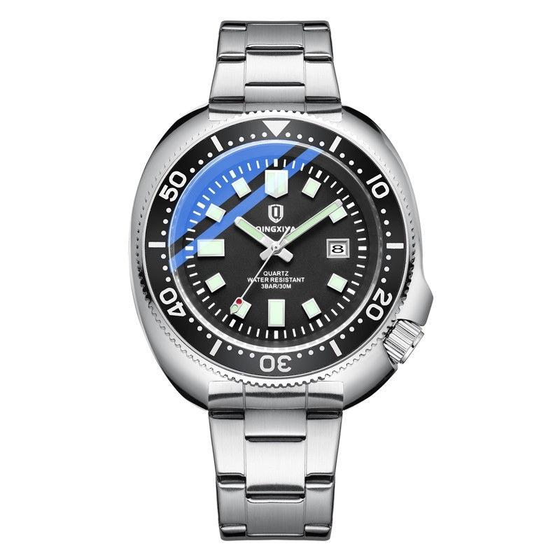 Quartz Watch Men's Stainless Steel Strap Waterproof Luminous