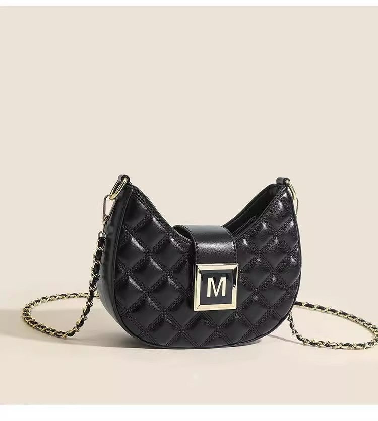 Rhombus Texture Chain Shoulder Bag - High-End Fashion Crossbody