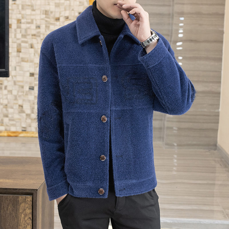 Woolen Jacket Coat Men's Lapel Short