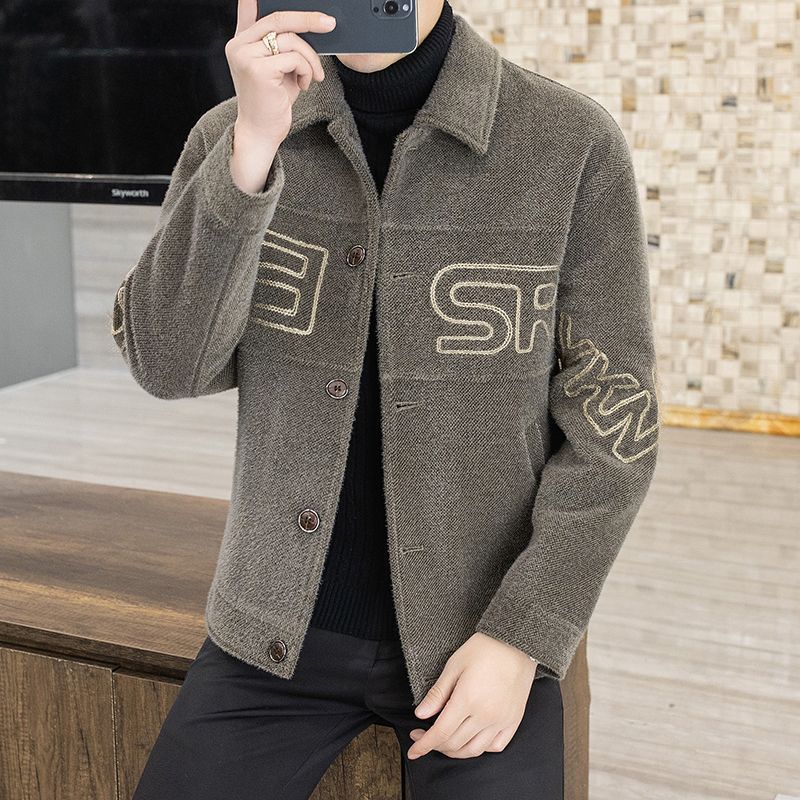 Woolen Jacket Coat Men's Lapel Short