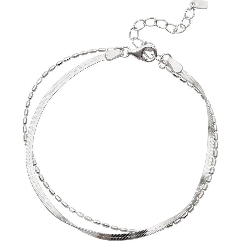 925 Silver Cold Wind Double Layer Snake Bones Chain Bracelet For Women by Luxe Ahmar – Available at LUXE AHMAR