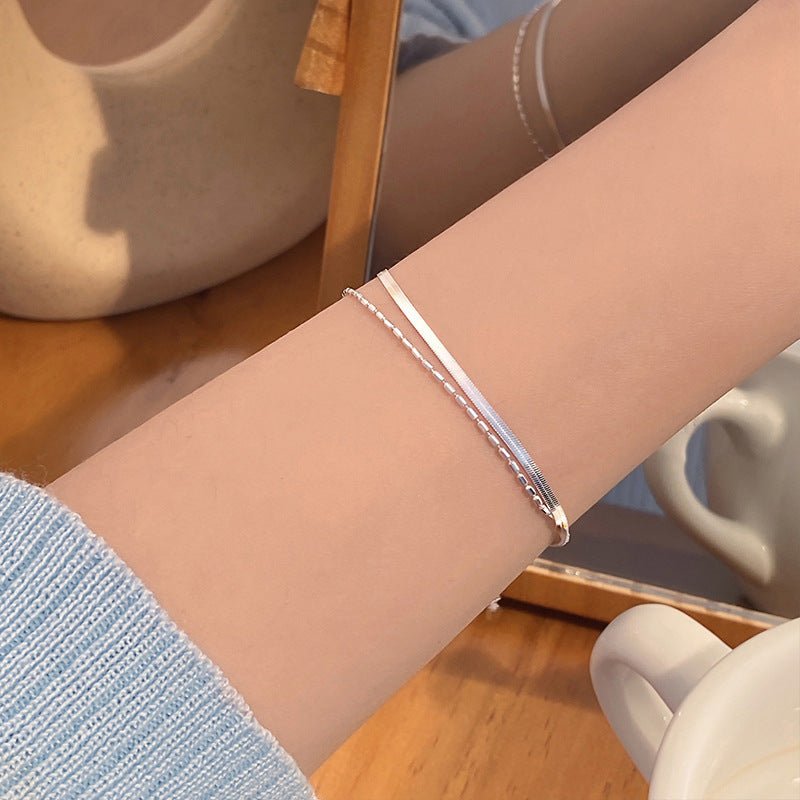 925 Silver Cold Wind Double Layer Snake Bones Chain Bracelet For Women by Luxe Ahmar – Available at LUXE AHMAR