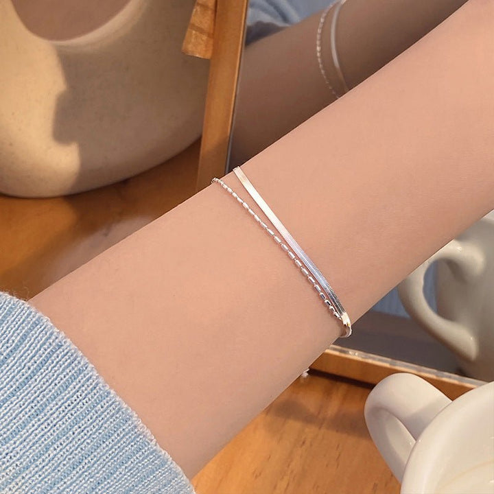 925 Silver Cold Wind Double Layer Snake Bones Chain Bracelet For Women by Luxe Ahmar – Available at LUXE AHMAR