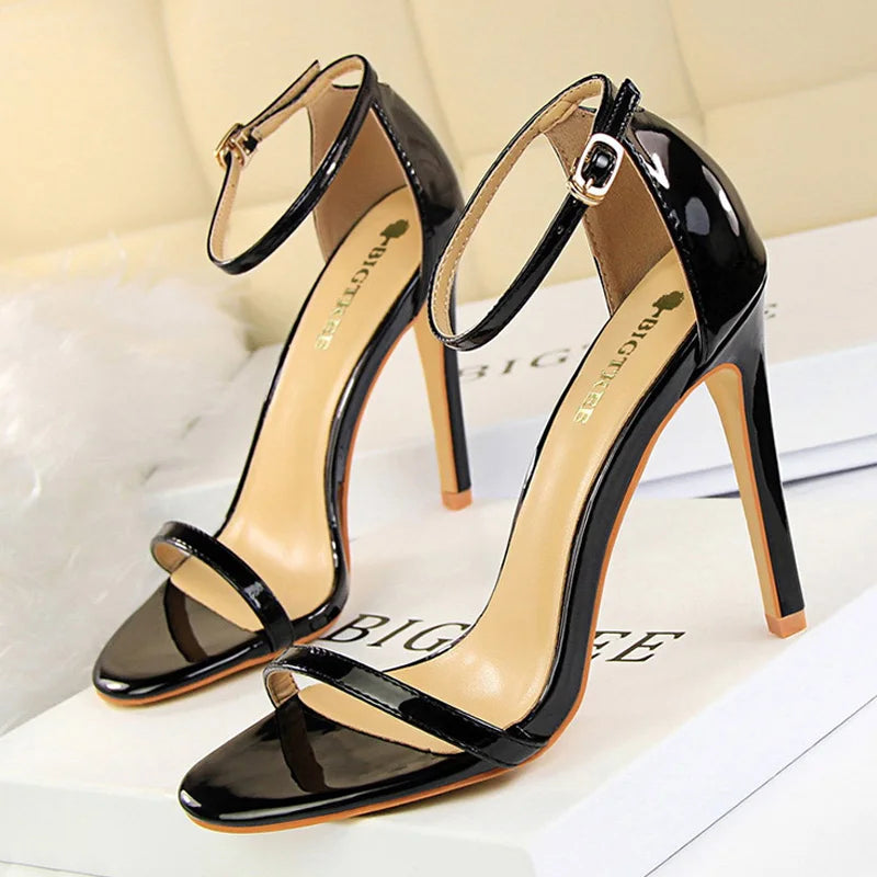 BIGTREE Super High Heels 11cm – Patent Leather Women’s Pumps, Sexy Stiletto Open Toe Heels, Ladies Shoes 2025