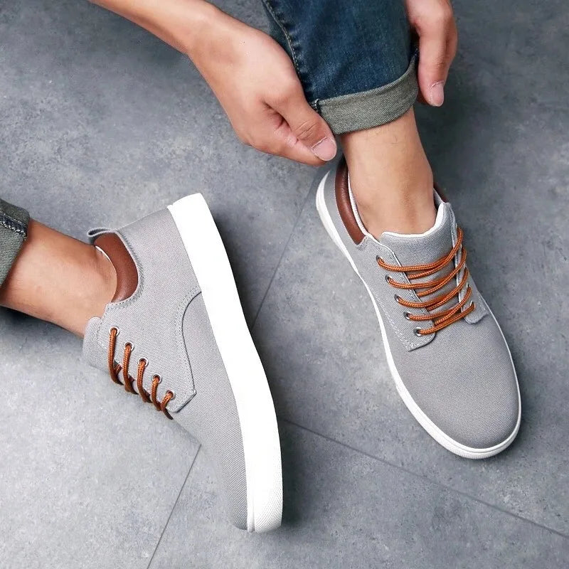 Men's Black Canvas Sneakers – Lace-Up Classic Casual Shoes | Spring 2024 Collection