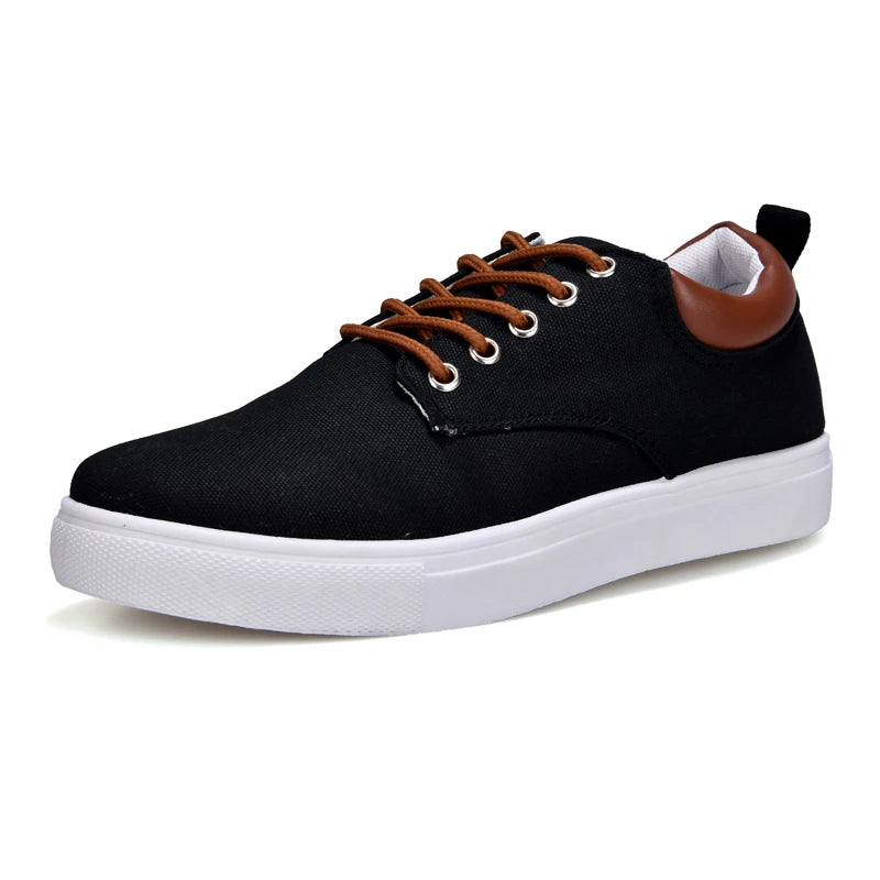 Men's Black Canvas Sneakers – Lace-Up Classic Casual Shoes | Spring 2024 Collection