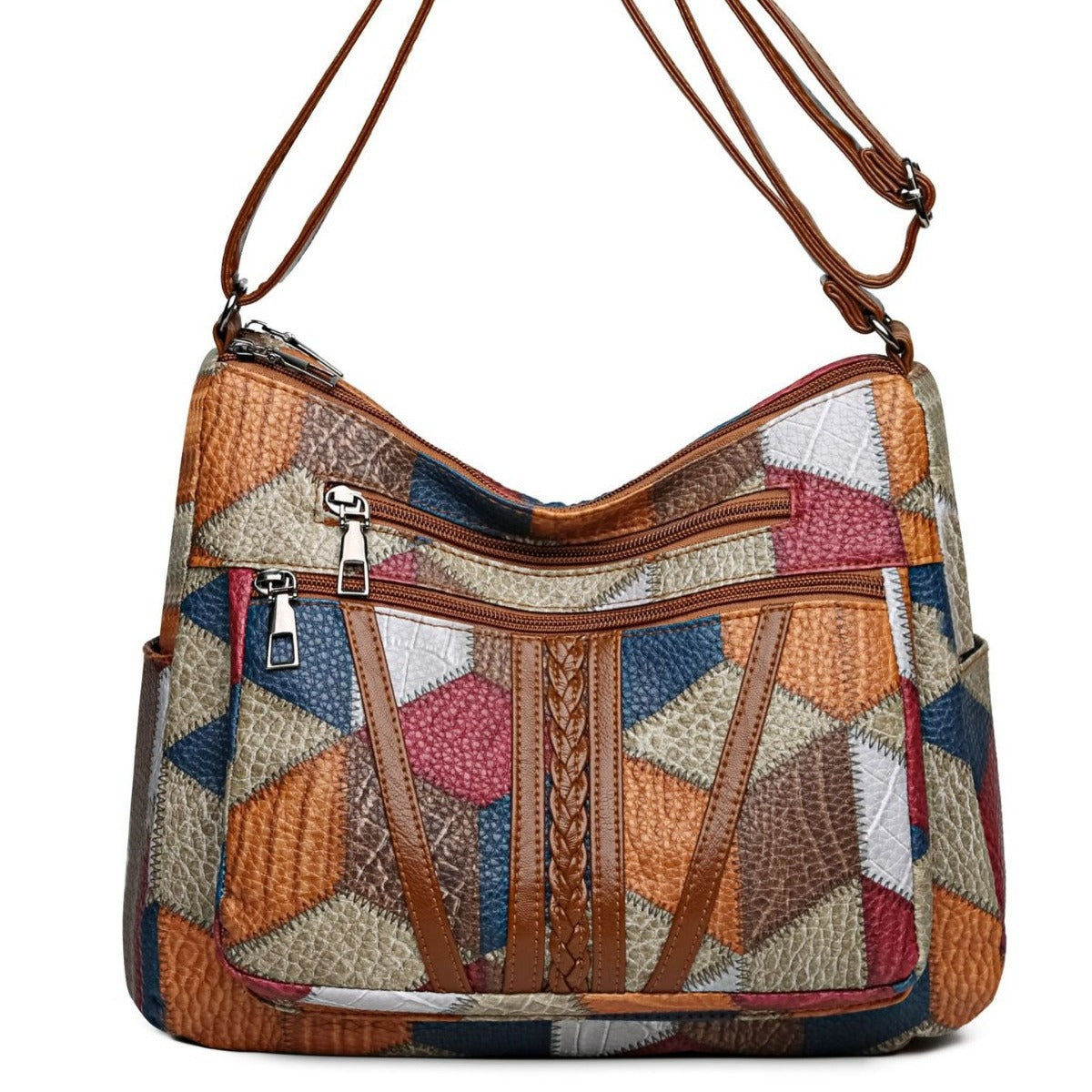 Large Capacity Multi-Pocket Crossbody Bag - European & American Retro Style