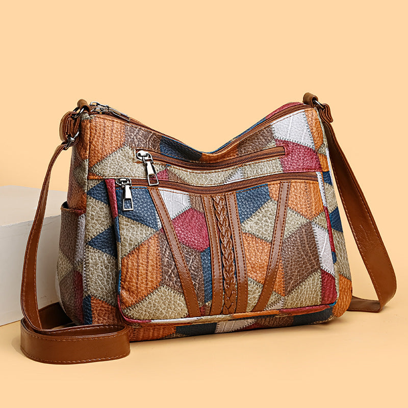 Large Capacity Multi-Pocket Crossbody Bag - European & American Retro Style