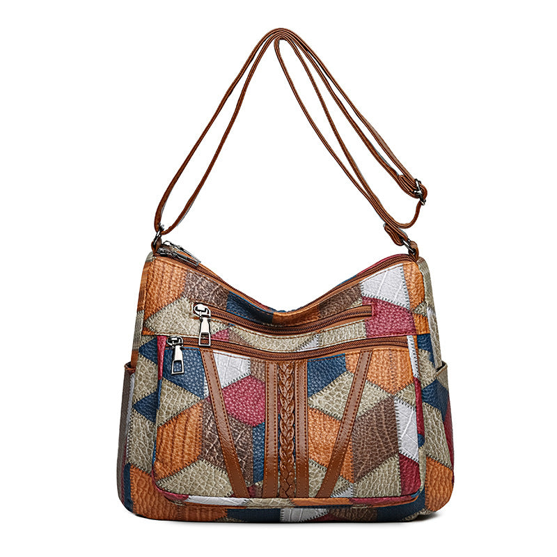 Large Capacity Multi-Pocket Crossbody Bag - European & American Retro Style