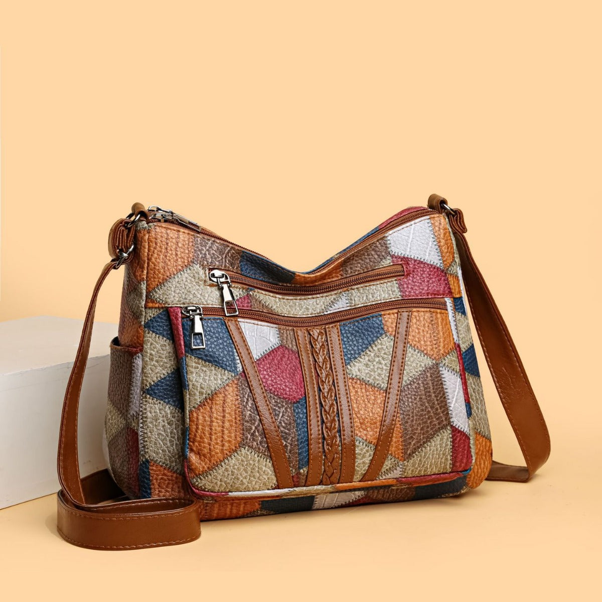 Large Capacity Multi-Pocket Crossbody Bag - European & American Retro Style