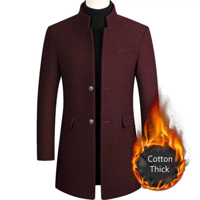 New Autumn Winter Woolen Coat for Men – Casual Slim Fit Windbreaker Mid-Length Cardigans Blends Jacket Coats (4XL-M)