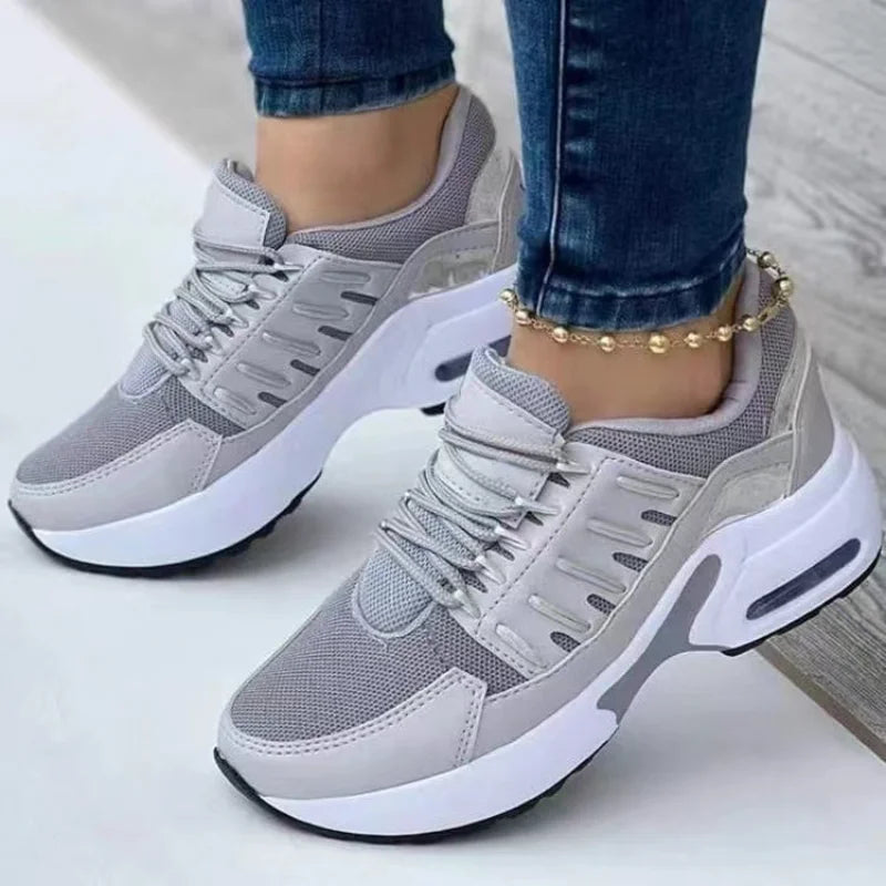 Women's Fashion Vulcanized Platform Sneakers – Breathable Mesh Casual Running Shoes