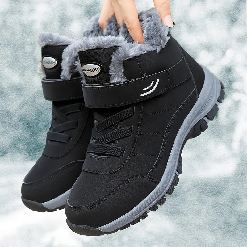 Snow Boots for Men – Casual Winter Shoes, Platform Non-Slip Warm Fur Ankle Boots, Plush Combat Outdoor Hiking Motorcycle Boots