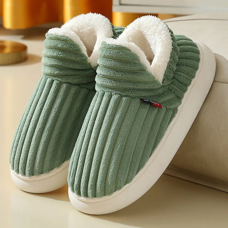 Kidmi Winter Warm Fur Men's Shoes – Outdoor Fuzzy Non-Slip Casual Slippers with Soft Plush Lining