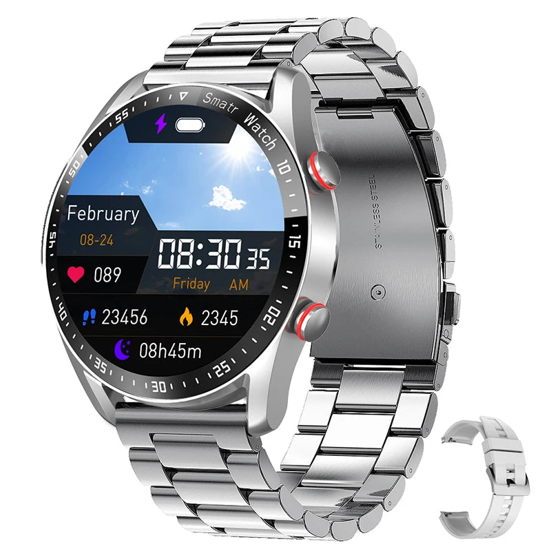 ChiBear 1.28'' Round Smartwatch for Android & iOS - Fitness Tracker, Bluetooth Call, Stylish Steel Band