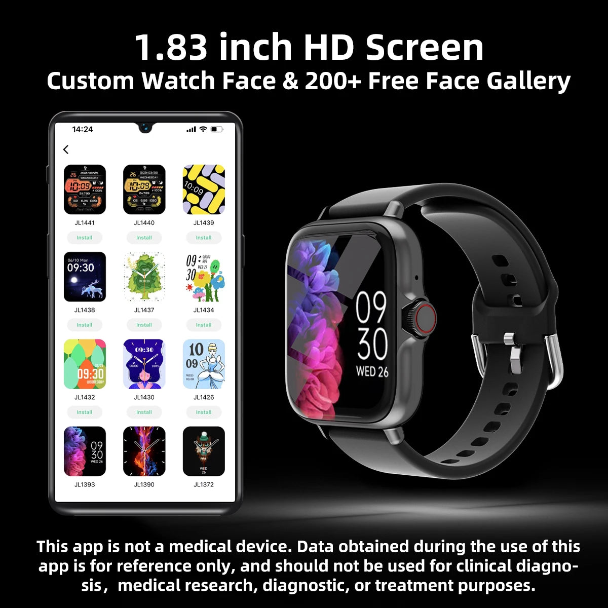 "1.83'' Waterproof Smartwatch with Call, Sleep, and Fitness Tracking for iPhone & Android