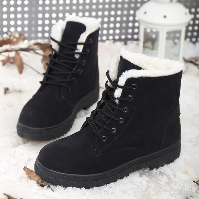 Women’s Winter Boots Snow Plush Platform Flat Boots - Warm & Fashionable Snow Boots