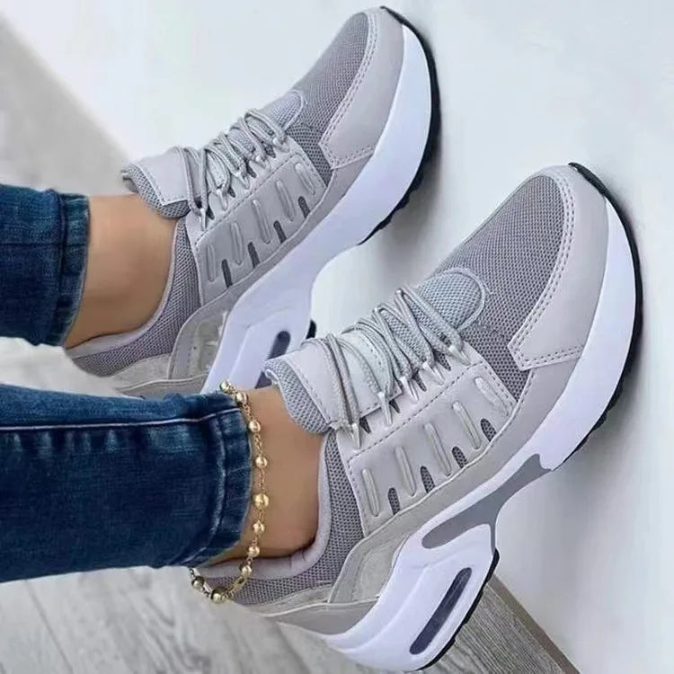 Women's Fashion Vulcanized Platform Sneakers – Breathable Mesh Casual Running Shoes