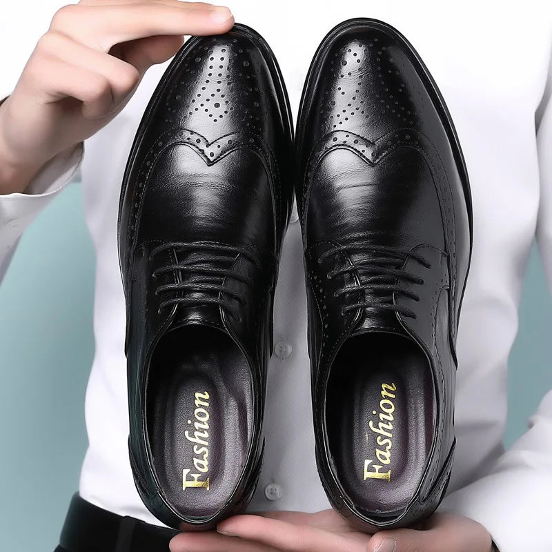 Handcrafted Men's Oxford Shoes – Genuine Calfskin Leather Brogue Dress Shoes for Business & Formal Wear