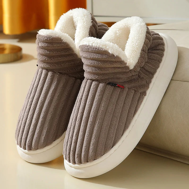 Kidmi Winter Warm Fur Men's Shoes – Outdoor Fuzzy Non-Slip Casual Slippers with Soft Plush Lining