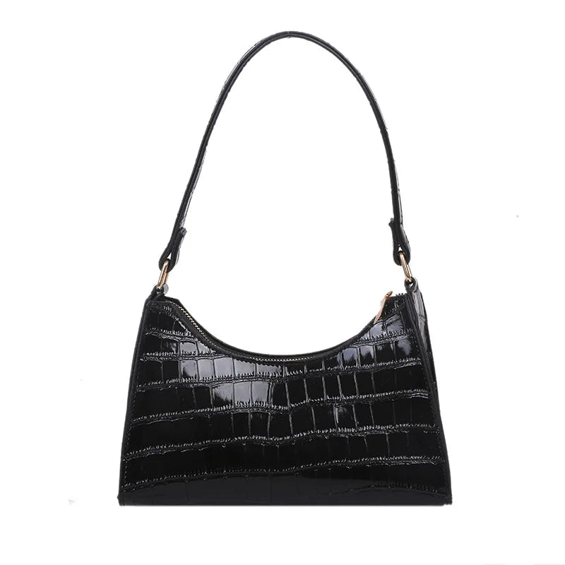 Fashion Exquisite Retro Crocodile Pattern Leather Tote – Women’s Casual Shoulder Bag with Chain Handle