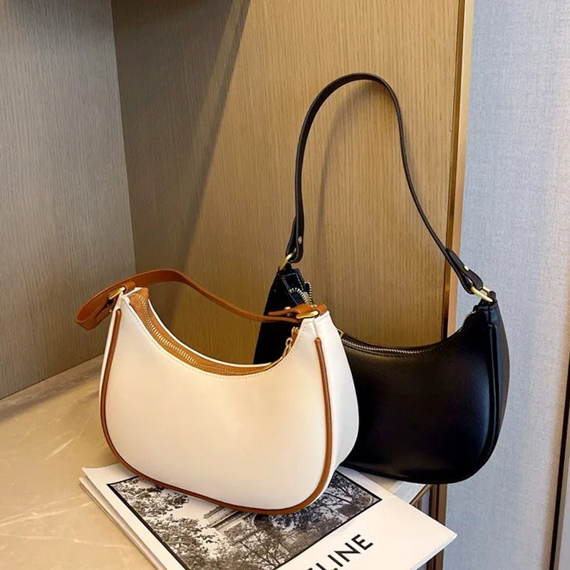 Women's Clutch Handbags Fashion Solid Color PU Leather Underarm Shoulder Bag Female Bag