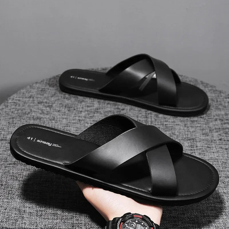 Men's Summer Casual Slippers – Soft Sole Outdoor Slides & Beach Sandals (Sizes 39-46)