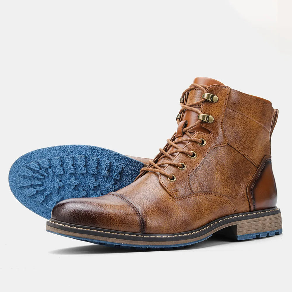 Men's Leather Ankle Boots – Size 7-13, Durable High-Top Fashion Boots, Brand #AL605