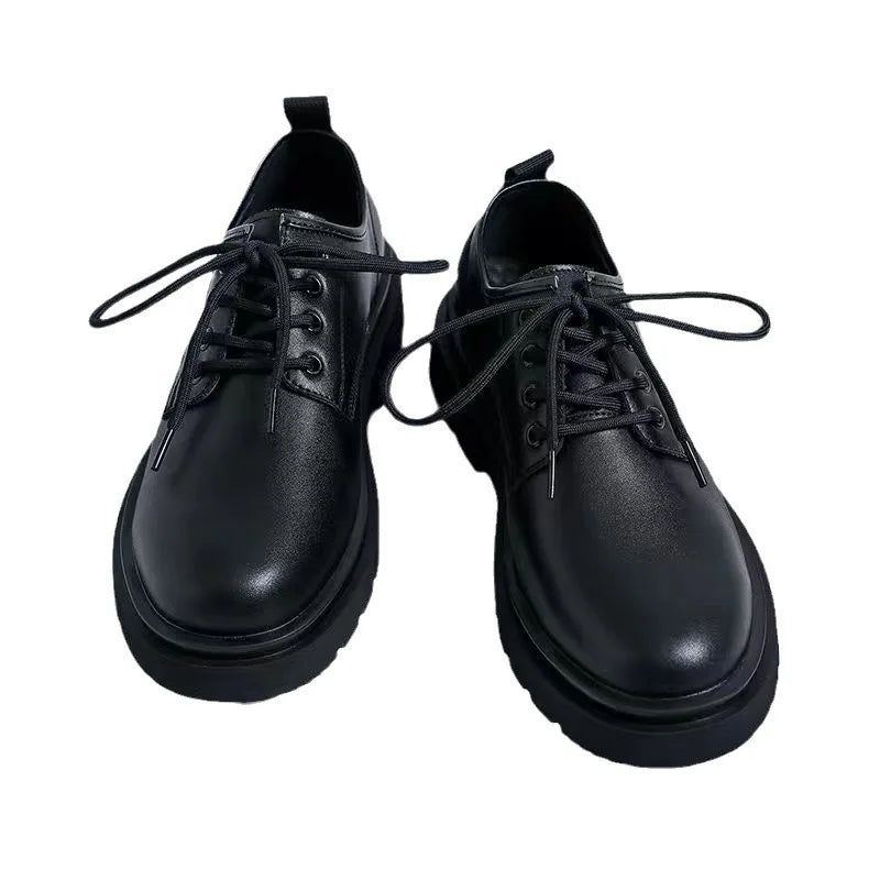 Men's British Style Formal Leather Shoes – Lace-Up Casual Business Shoes with Thick Soles