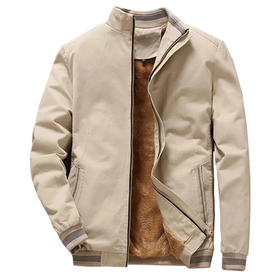 Men's Winter Warm Thickened Fashion Bomber Jacket Casual Solid Color Zipper Top Trend Sports High Quality Coat