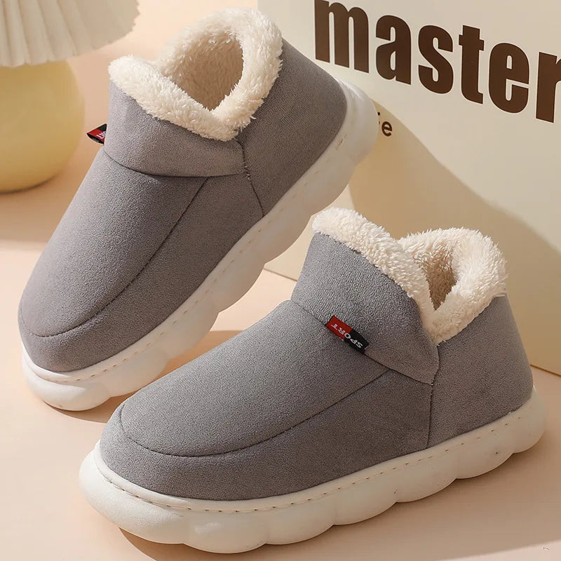 Kidmi Winter Warm Fur Men's Shoes – Outdoor Fuzzy Non-Slip Casual Slippers with Soft Plush Lining