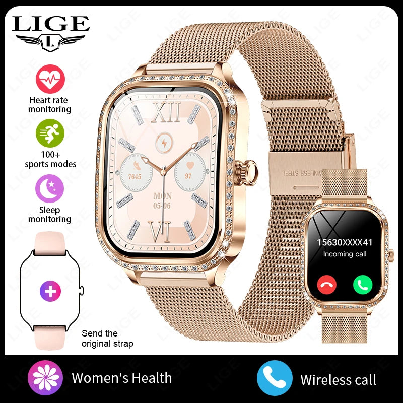 LIGE Women’s Smartwatch – Waterproof Bluetooth Call Fitness Tracker with Heart Rate Monitor