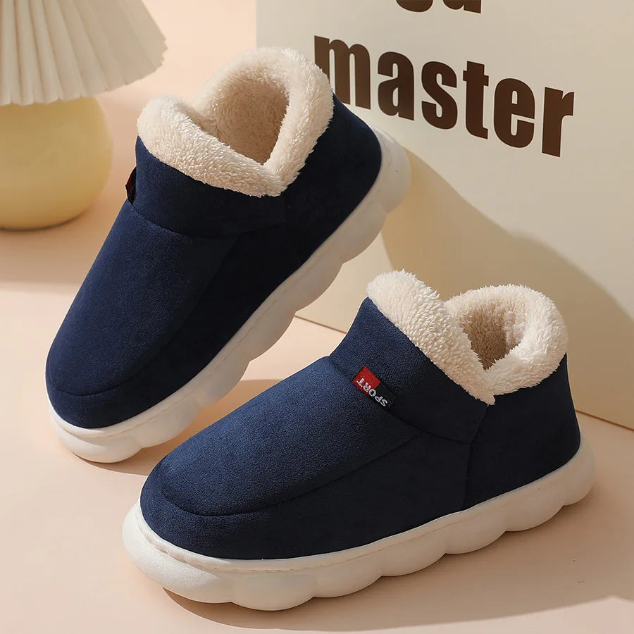 Kidmi Winter Warm Fur Men's Shoes – Outdoor Fuzzy Non-Slip Casual Slippers with Soft Plush Lining