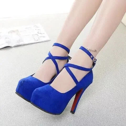 Sexy Classic High Heels Women’s Sandals – Summer Strappy Pumps with Platform Heels and Ankle Strap Shoes for Ladies