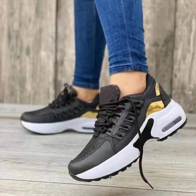 Women's Fashion Vulcanized Platform Sneakers – Breathable Mesh Casual Running Shoes