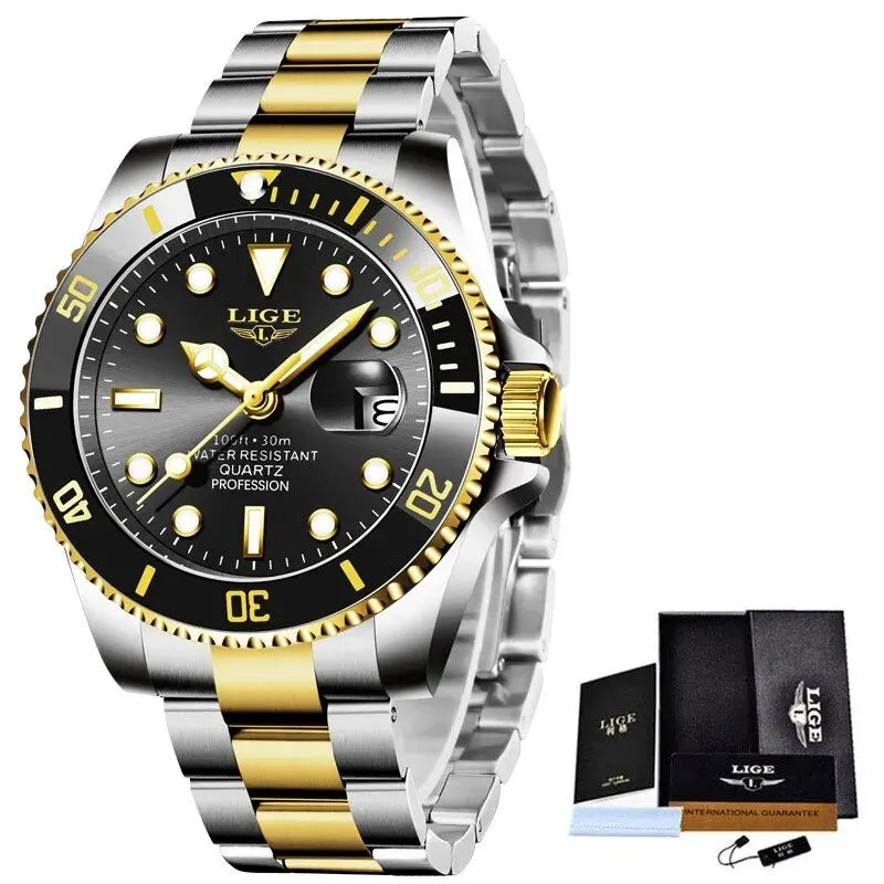 LIGE Luxury Men's Diver Watch - 30ATM Waterproof Quartz Wristwatch with Date Function | Stylish & Durable Sport Watch