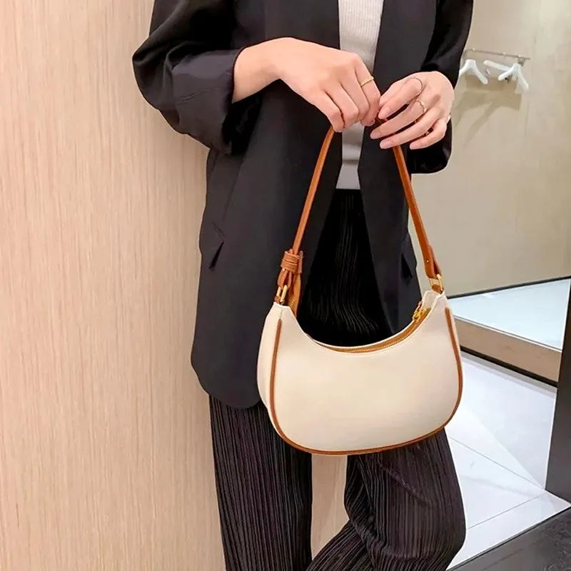 Women's Clutch Handbags Fashion Solid Color PU Leather Underarm Shoulder Bag Female Bag