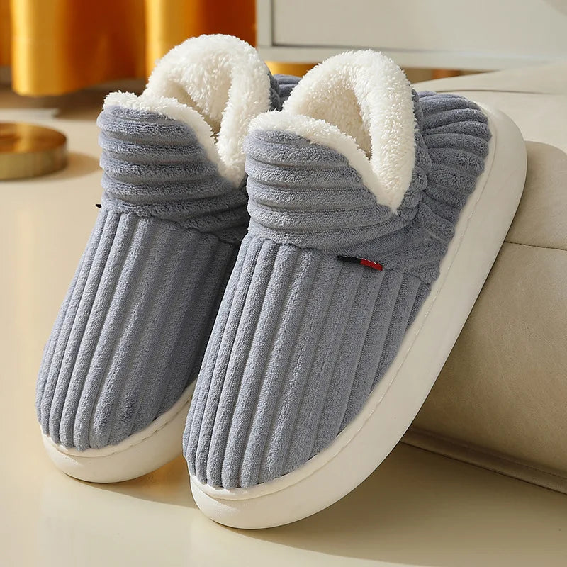 Kidmi Winter Warm Fur Men's Shoes – Outdoor Fuzzy Non-Slip Casual Slippers with Soft Plush Lining