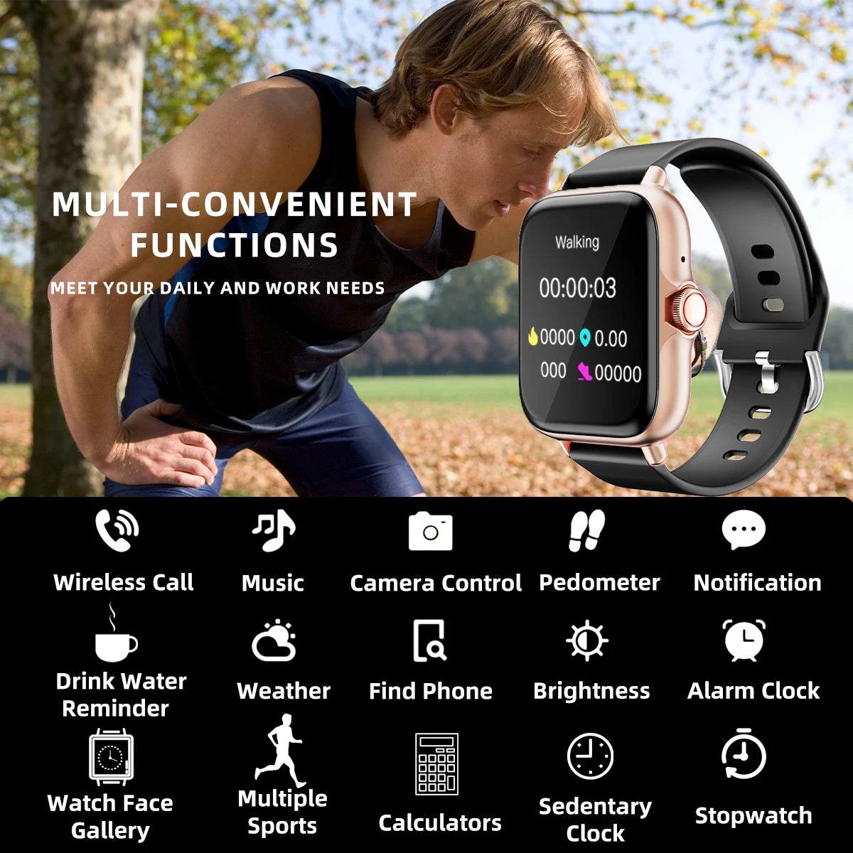 "1.83'' Waterproof Smartwatch with Call, Sleep, and Fitness Tracking for iPhone & Android